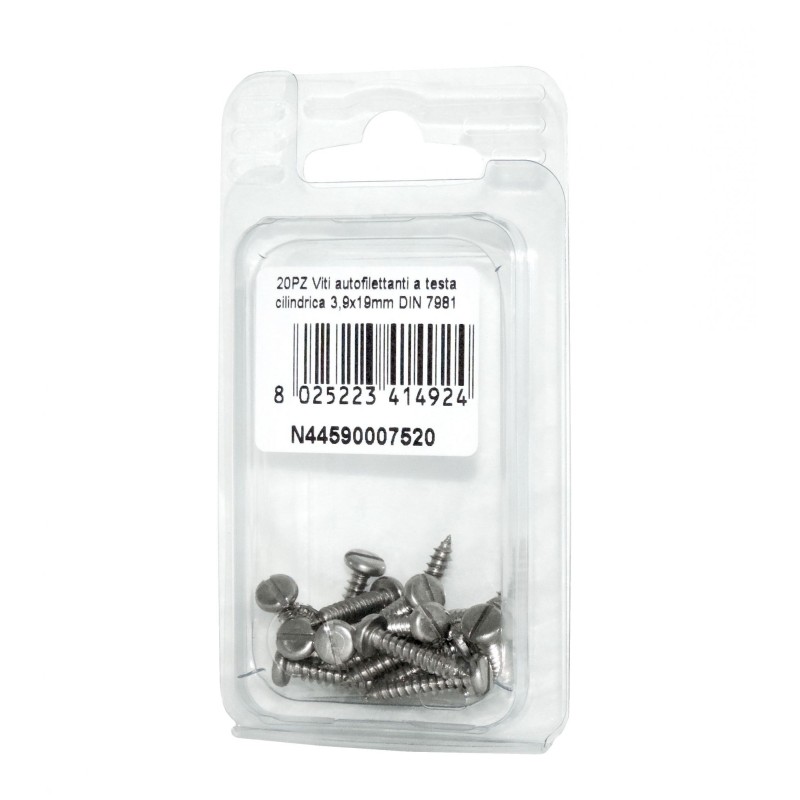 Viti autofilettanti a testa cilindrica DIN7981 Inox A2 3,9x19mm 20pz N44590007520