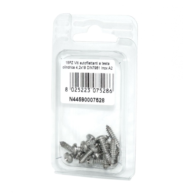 DIN7981 A2 Stainless Steel Cylindrical head self-tapping screws 4.2x19mm 15pcs N44590007528
