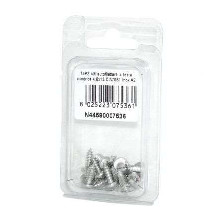 Viti autofilettanti a testa cilindrica DIN7981 Inox A2 4,8x13mm 15pz N44590007536