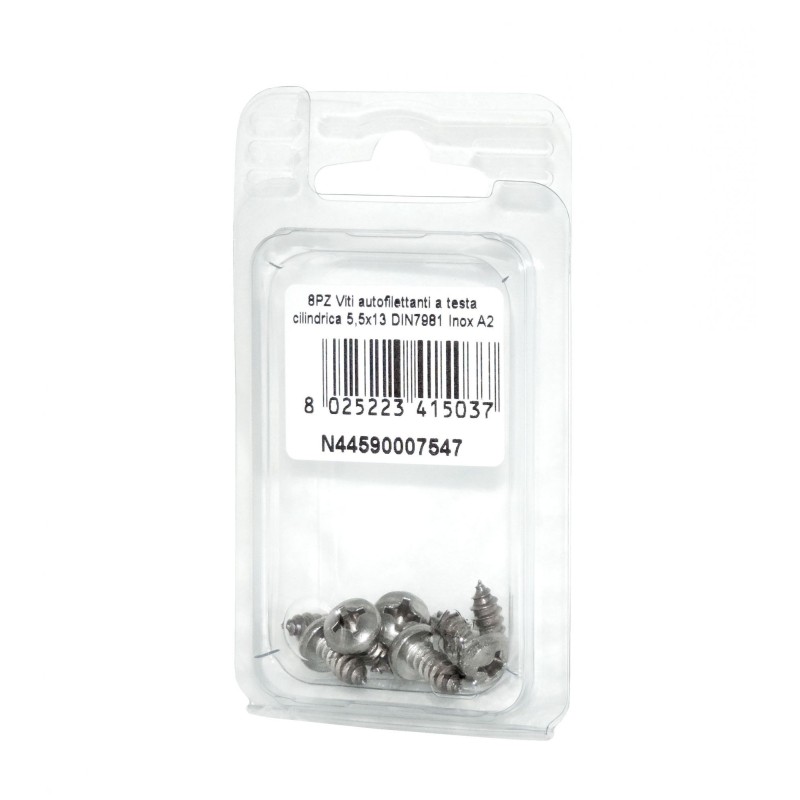 Viti autofilettanti a testa cilindrica DIN7981 Inox A2 5,5x13mm 8pz N44590007547