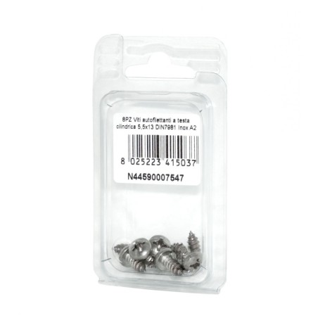 Viti autofilettanti a testa cilindrica DIN7981 Inox A2 5,5x13mm 8pz N44590007547
