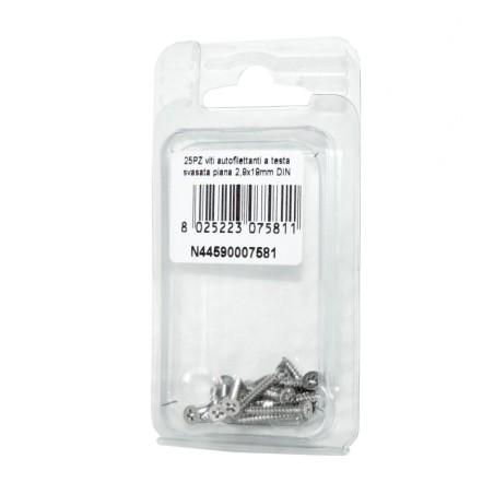 Viti autofilettanti a testa svasata piana DIN7982 Inox A2 2,9x19mm 25pz N44590007581