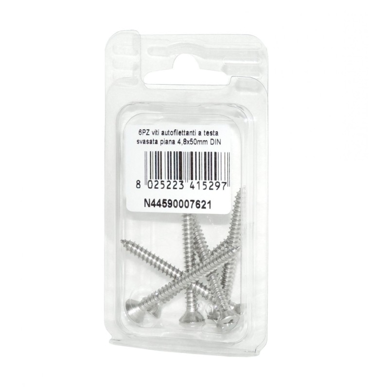 A2 DIN7982 Stainless steel flat self-tapping countersunk screws 4.8x50mm 6pcs N44590007621