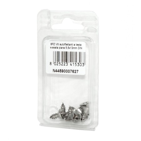 Viti autofilettanti a testa svasata piana DIN7982 Inox A2 5,5x13mm 8pz N44590007627