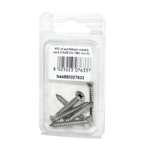 Viti autofilettanti a testa svasata piana DIN7982 Inox A2 5,5x38mm 6pz N44590007633