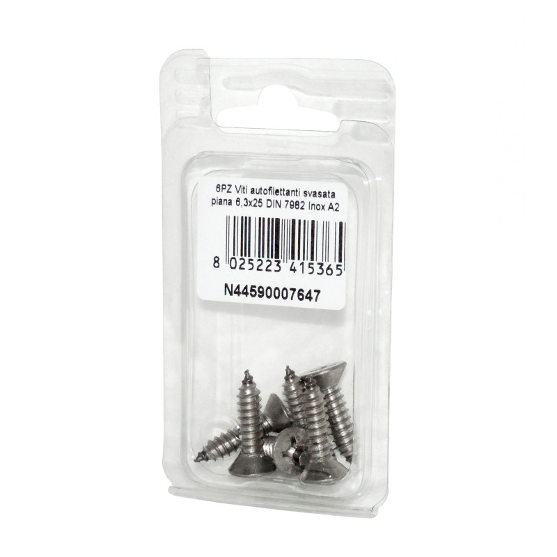 A2 DIN7982 Stainless steel flat self-tapping countersunk screws 6.3x25mm 6pcs N44590007647