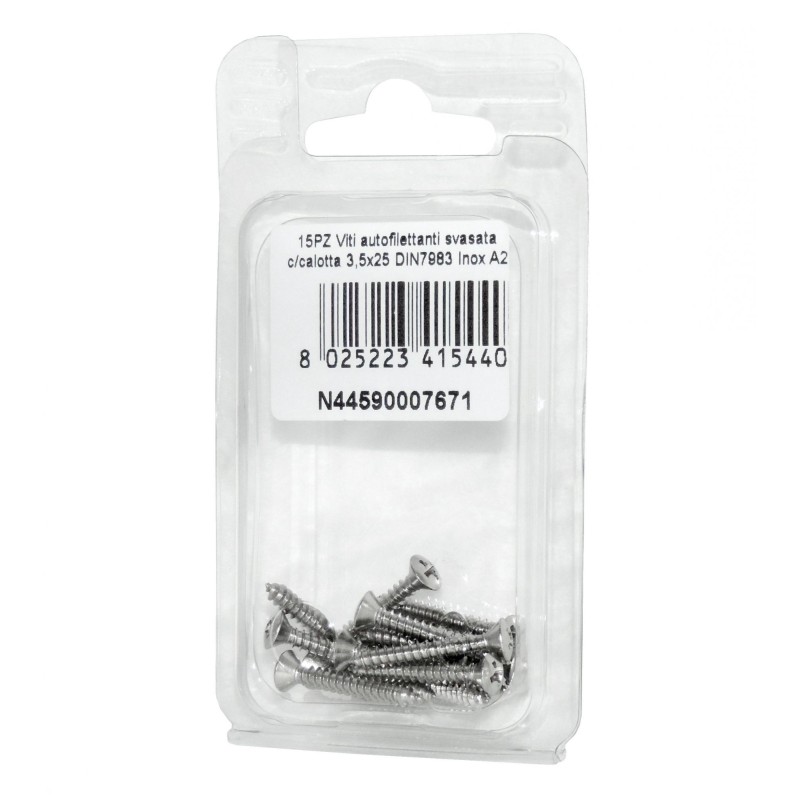 Viti autofilettanti testa svasata calotta a croce DIN7983 3,5x25mm 15pz N44590007671