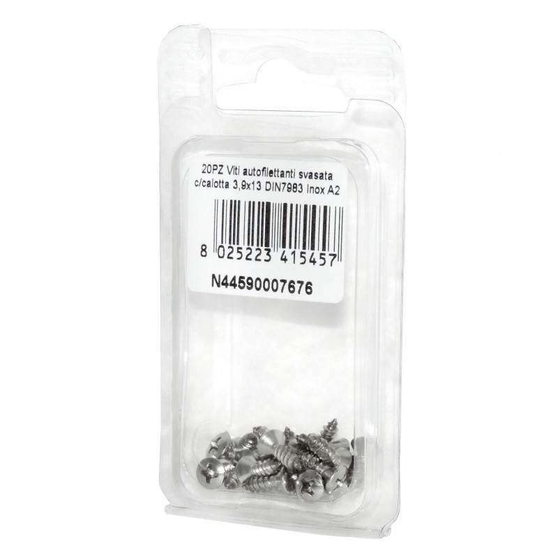 Viti autofilettanti testa svasata calotta a croce DIN7983 3,9x13mm 20pz N44590007676
