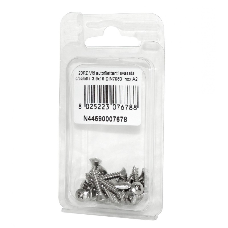 Viti autofilettanti testa svasata calotta a croce DIN7983 3,9x19mm 20pz N44590007678