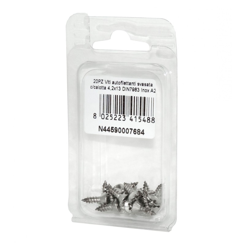 Viti autofilettanti testa svasata calotta a croce DIN7983 4,2x13mm 20pz N44590007684