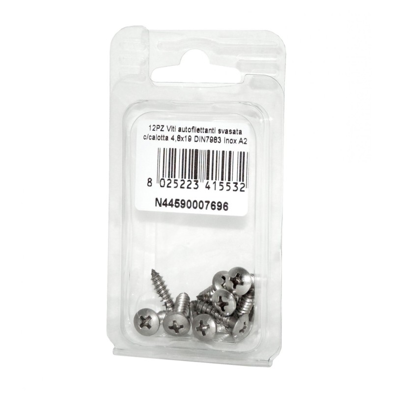 Viti autofilettanti testa svasata calotta a croce DIN7983 4,8x19mm 12pz N44590007696