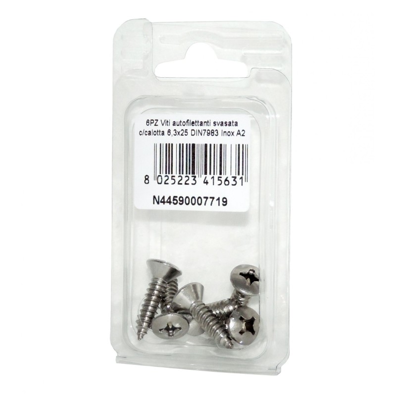 Viti autofilettanti testa svasata calotta a croce DIN7983 6,3x25mm 6pz N44590007719