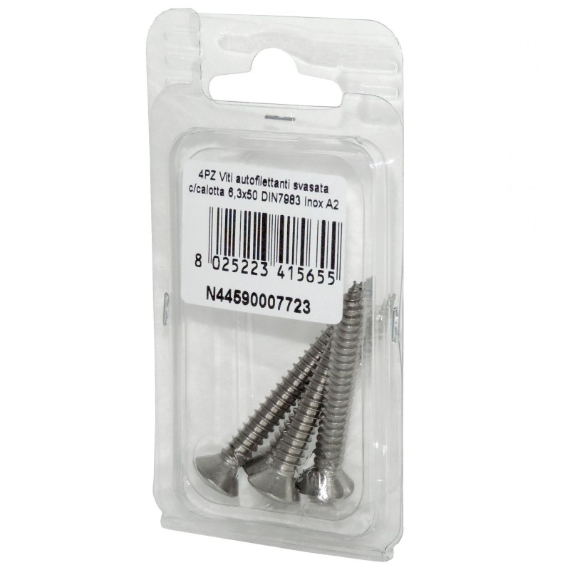 Viti autofilettanti testa svasata calotta a croce DIN7983 6,3x50mm 4pz N44590007723