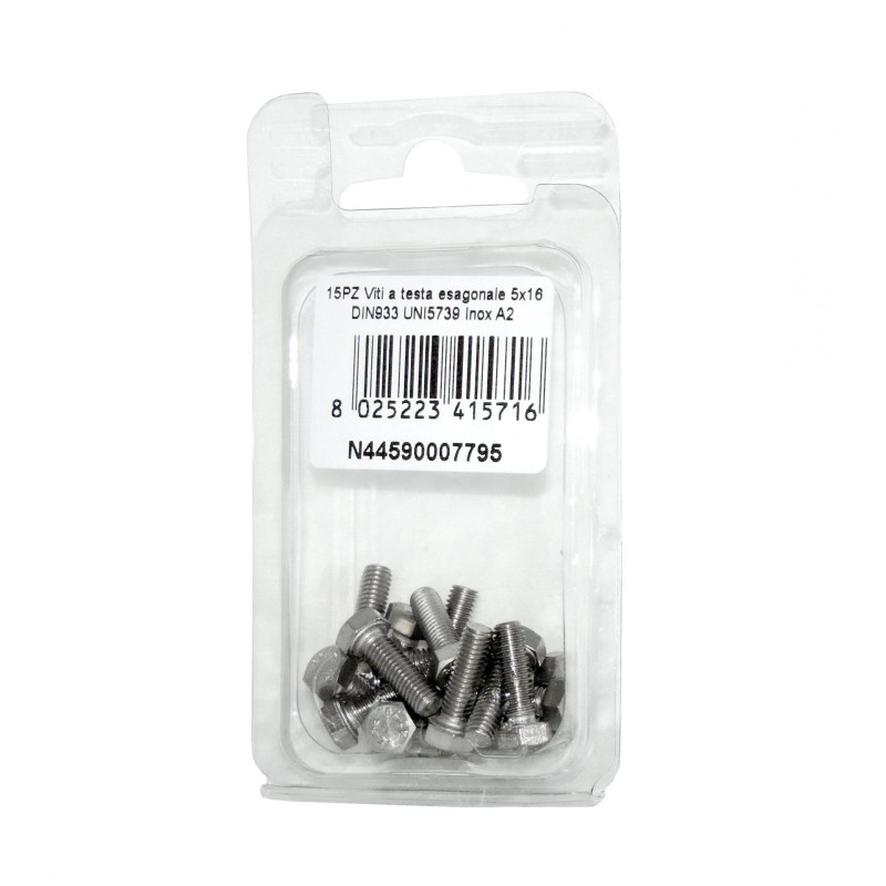 DIN993 St. Steel A2 Flat Hex Head Screws 5x16mm 15pcs N44590007795