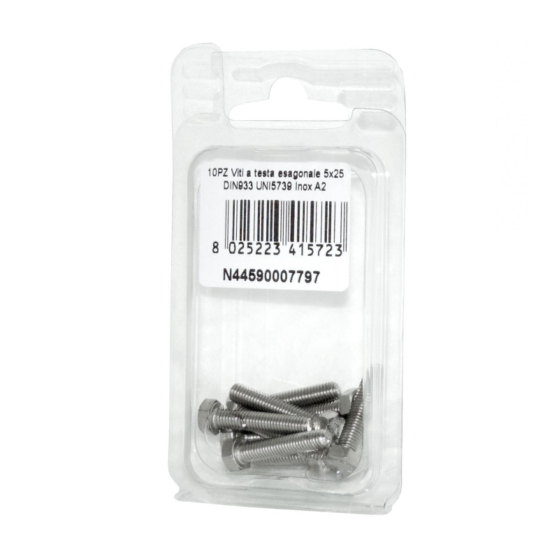 DIN993 St. Steel A2 Flat Hex Head Screws 5x25mm 10pcs N44590007797
