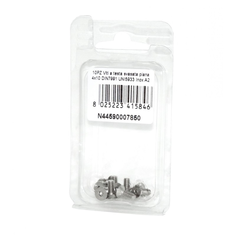 DIN7991 St. Steel A2 Flat Countersunk Head Allen Screws 4x10mm 10pcs N44590007850