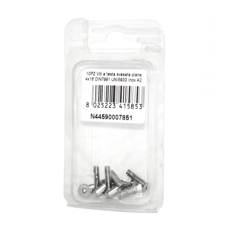 DIN7991 St. Steel A2 Flat Countersunk Head Allen Screws 4x16mm 10pcs N44590007851