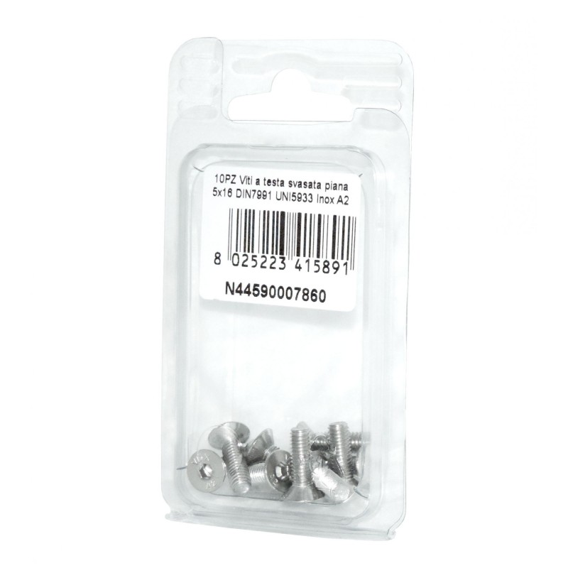 DIN7991 St. Steel A2 Flat Countersunk Head Allen Screws 5x16mm 10pcs N44590007860
