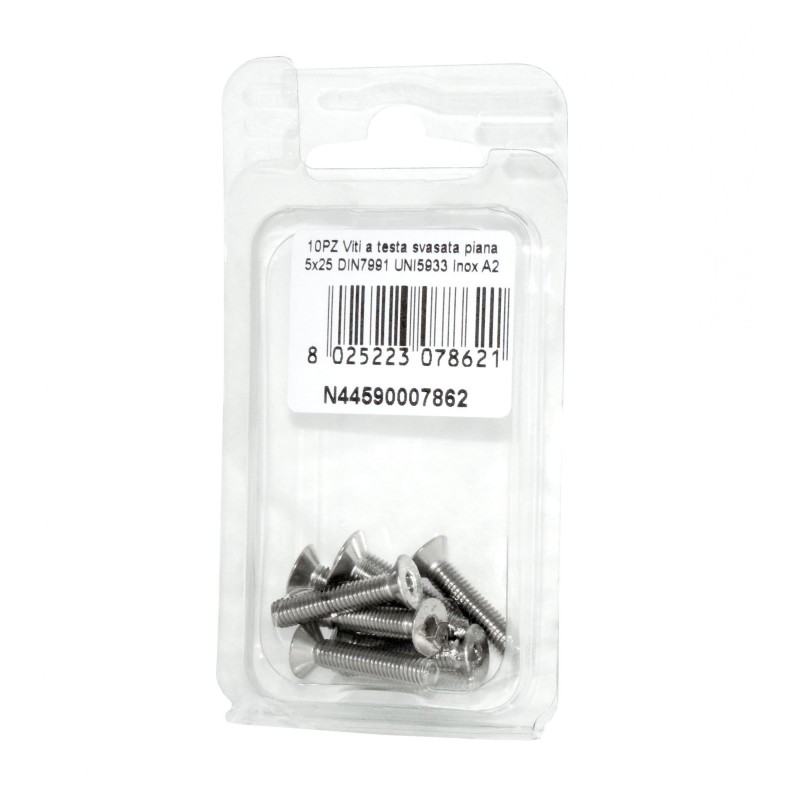 DIN7991 St. Steel A2 Flat Countersunk Head Allen Screws 5x25mm 10pcs N44590007862