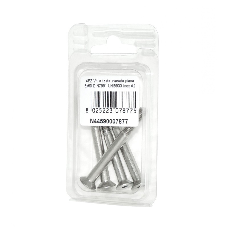 DIN7991 St. Steel A2 Flat Countersunk Head Allen Screws 6x60mm 4pcs N44590007877