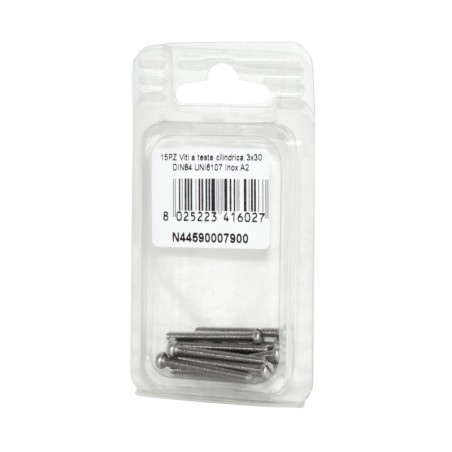 A2 DIN 84 UNI 6107 Stainless steel Cylindrical Head Screws 3x30mm 15pcs N44590007900