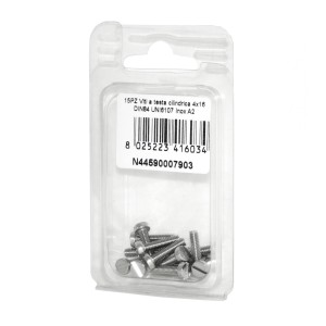 Viti a testa cilindrica con Intaglio DIN84 UNI6107 Inox A2 4x16mm 15pz N44590007903