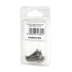 Viti a testa cilindrica con Intaglio DIN84 UNI6107 Inox A2 4x25mm 10pz N44590007905