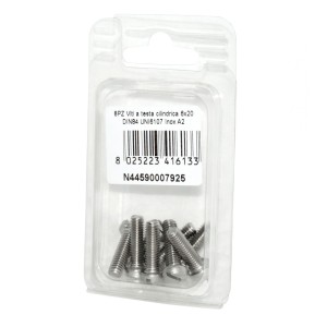 Viti a testa cilindrica con Intaglio DIN84 UNI6107 Inox A2 6x20mm 8pz N44590007925