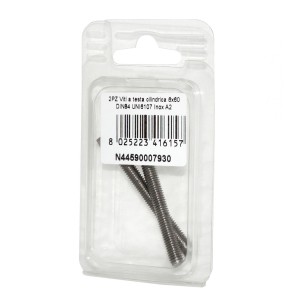 Viti a testa cilindrica con Intaglio DIN84 UNI6107 Inox A2 6x60mm 2pz N44590007930