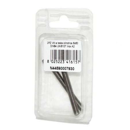 Viti a testa cilindrica con Intaglio DIN84 UNI6107 Inox A2 6x60mm 2pz N44590007930