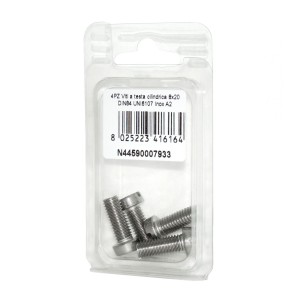 Viti a testa cilindrica con Intaglio DIN84 UNI6107 Inox A2 8x20mm 4pz N44590007933