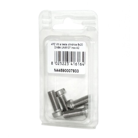 Viti a testa cilindrica con Intaglio DIN84 UNI6107 Inox A2 8x20mm 4pz N44590007933