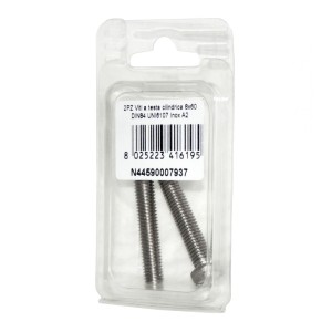 Viti a testa cilindrica con Intaglio DIN84 UNI6107 Inox A2 8x60mm 2pz N44590007937