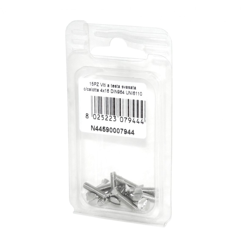 Viti a testa svasata con calotta DIN 964 UNI 6110 Inox A2 4x16mm 15Pz N44590007944