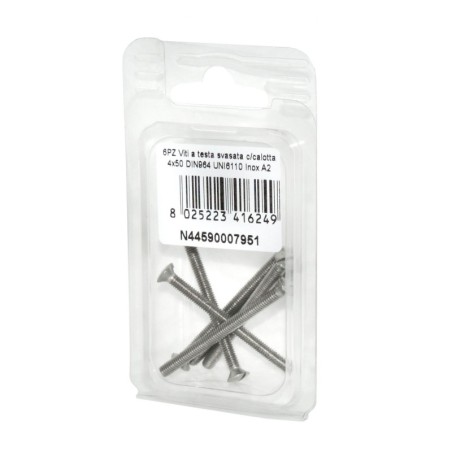 Viti a testa svasata con calotta DIN 964 UNI 6110 Inox A2 4x50mm 6Pz N44590007951