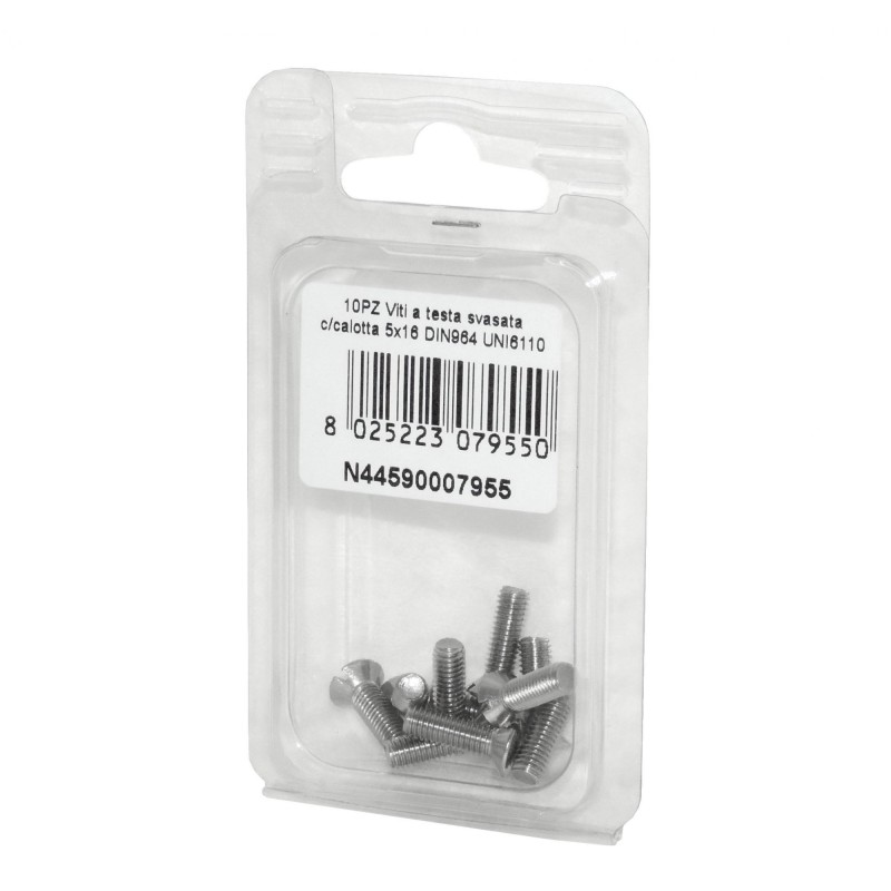 Viti a testa svasata con calotta DIN 964 UNI 6110 Inox A2 5x16mm 10Pz N44590007955