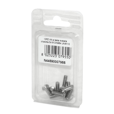 Viti a testa svasata con calotta DIN 964 UNI 6110 Inox A2 5x16mm 10Pz N44590007955