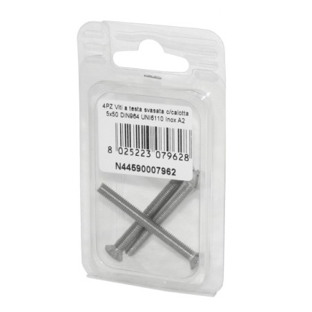 Viti a testa svasata con calotta DIN 964 UNI 6110 Inox A2 5x50mm 4Pz N44590007962