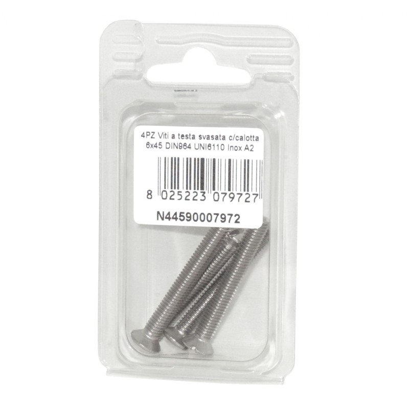 Viti a testa svasata con calotta DIN 964 UNI 6110 Inox A2 6x45mm 4Pz N44590007972