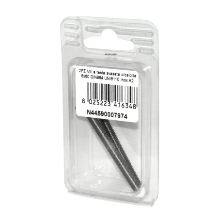Viti a testa svasata con calotta DIN 964 UNI 6110 Inox A2 6x60mm 2Pz N44590007974