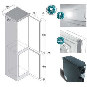 Vitrifrigo C270DP.3C Frigo bianco da incasso 255Lt e Freezer 57Lt 12/24V VT16004600-25%