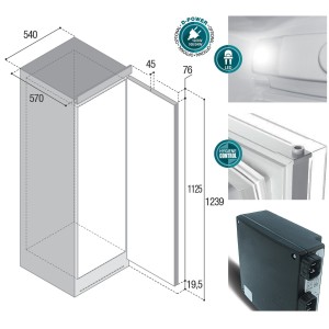 Vitrifrigo C190MP Built-in white Refrigerator 190lt and Freezer 16lt 12/24V VT16004603