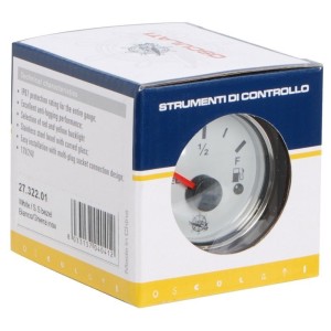 Osculati 12/24V Fuel Level Gauge Signal 240-33 Ohm White Dial Glossy Bezel OS2732201