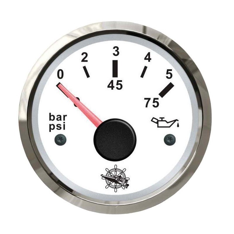 Osculati Oil Pressure Gauge Scale 0-5bar 12/24V White Dial Glossy bezel OS2732210