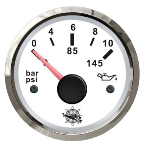 Osculati Oil Pressure Gauge Scale 0-10bar 12/24V White Dial Glossy bezel OS2732211