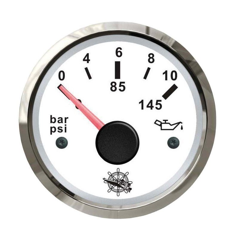 Osculati Oil Pressure Gauge Scale 0-10bar 12/24V White Dial Glossy bezel OS2732211