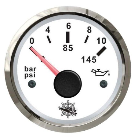 Osculati Oil Pressure Gauge Scale 0-10bar 12/24V White Dial Glossy bezel OS2732211