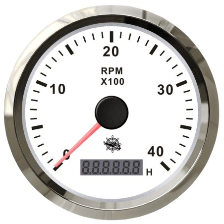 Osculati Universal Electronic Revolution Counter with Hour Meter 0-4000RPM 12/24V White dial OS2732702