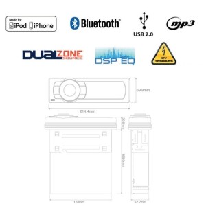 AQUATIC AV Radio Stereo Sintolettore AQ-MP-5UBT-S 214,4x69,8mm IP55 OS2954890-28%