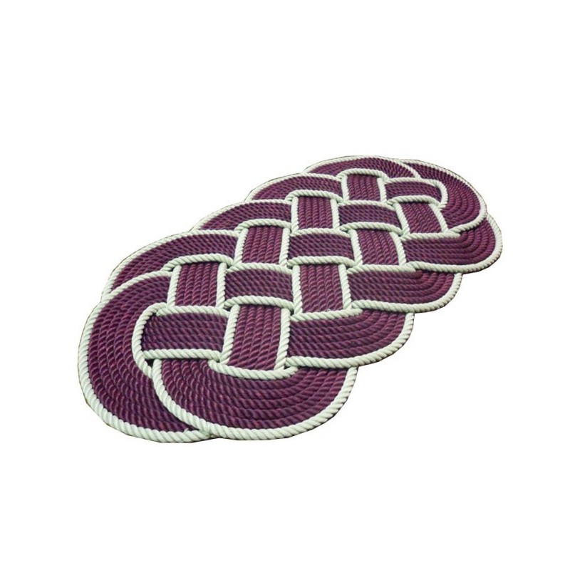 Tappeto ovale in corda ritorta 600x330mm Color Bordeaux e Bianco FNI0808987-30%